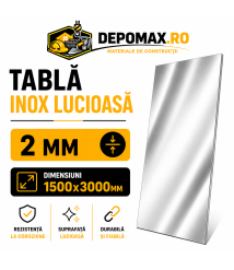Tabla inox lucioasa BA, 2 x 1500 x 3000 mm, 4.5 mp Tabla inox lucioasa BA, 2 x 1500 x 3000 mm, 4.5 mp